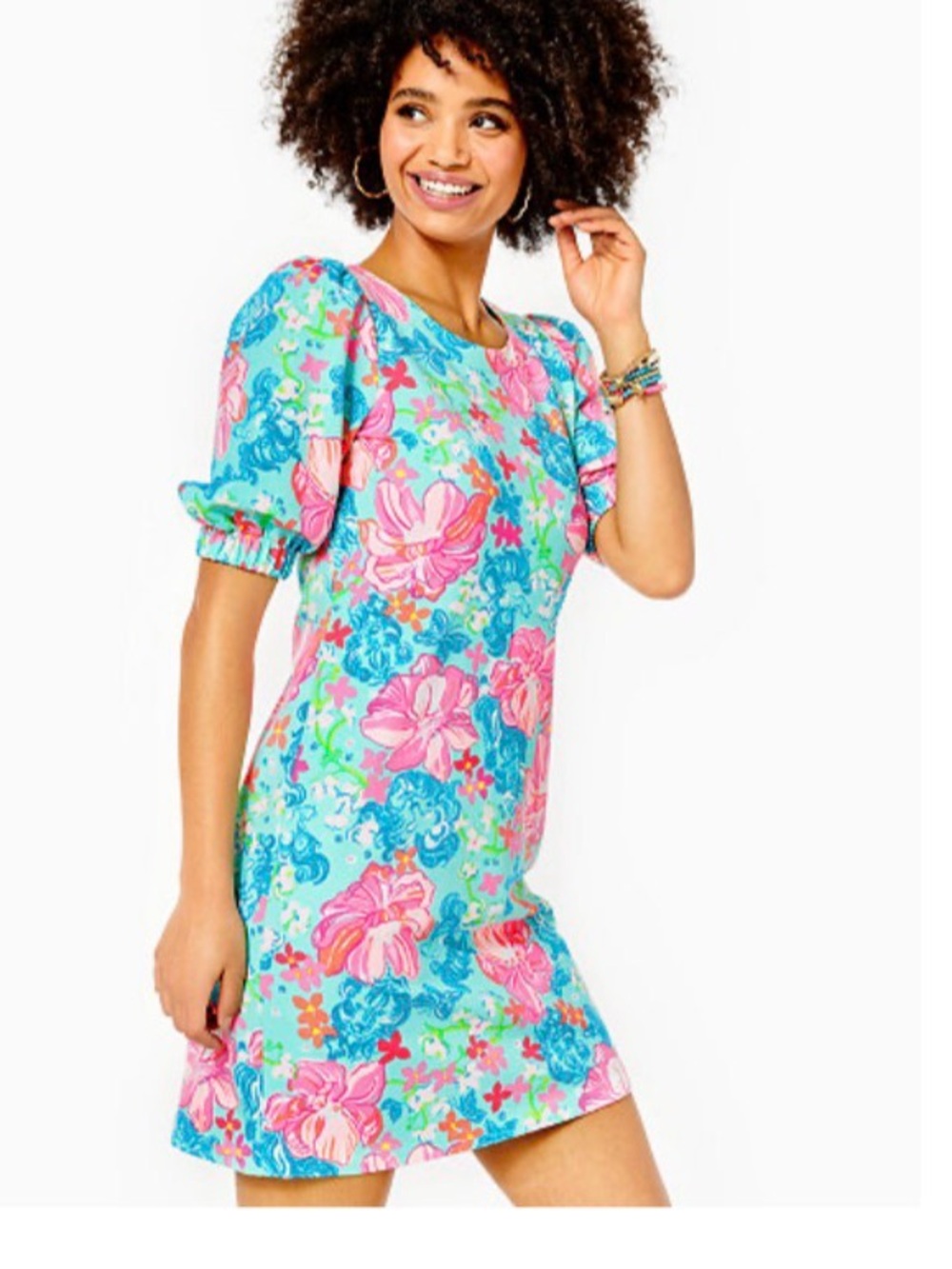 Lilly Pulitzer Cayce Luscious Lions Puff Sleeve Dress XL